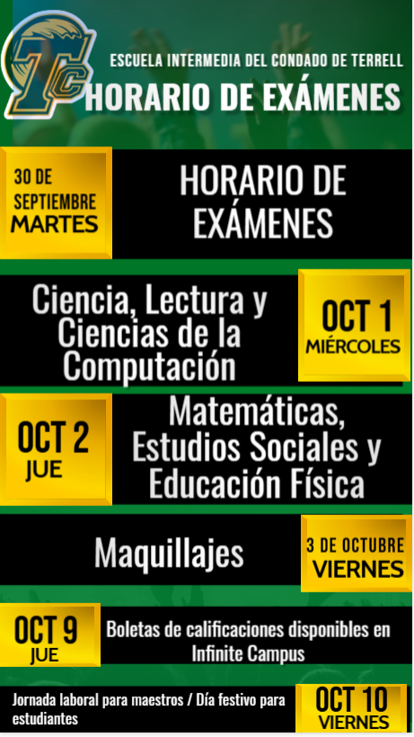 First Nine Weeks Exam Schedule - Spanish