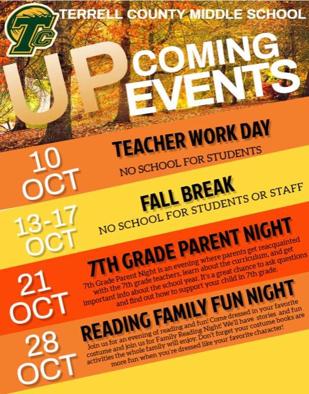 A flyer of up coming events in October