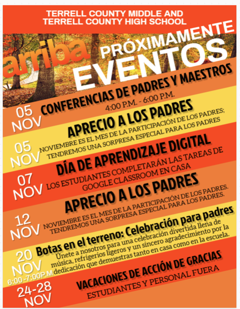 Un folleto sobre los eventos de noviembre