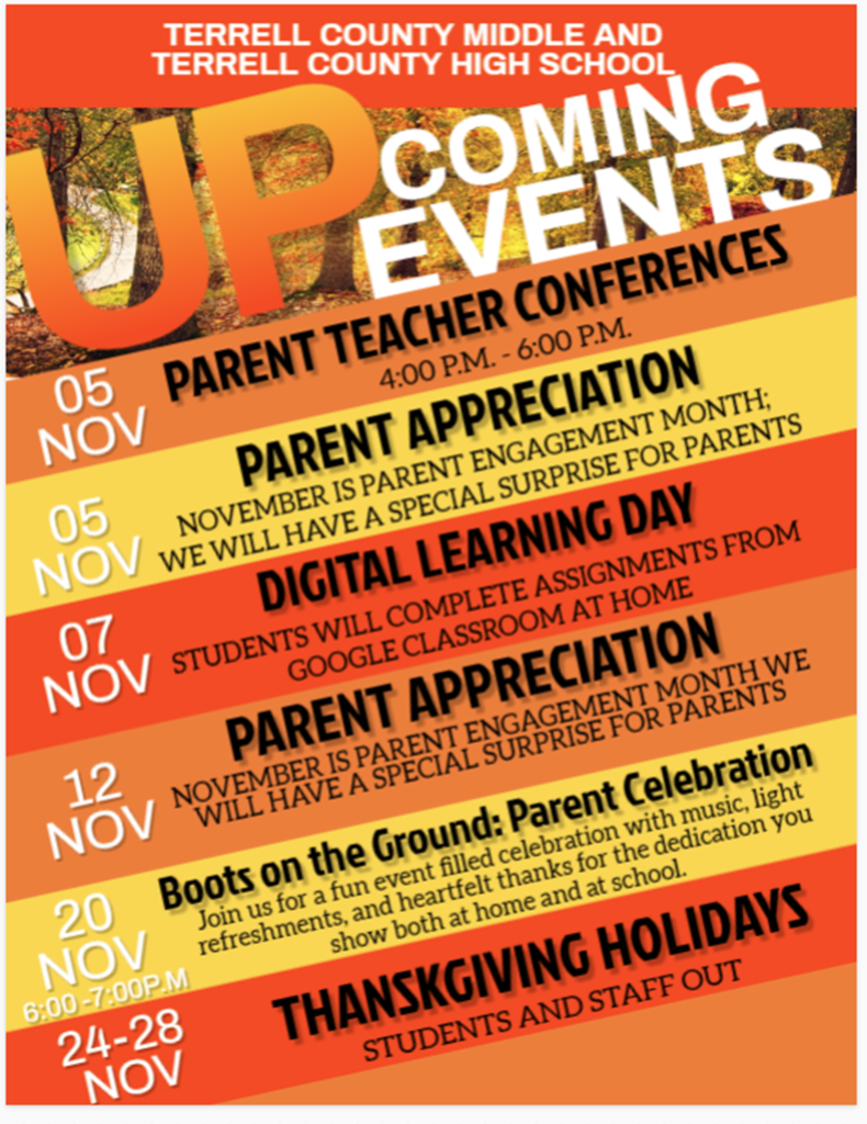 A flyer about events in November