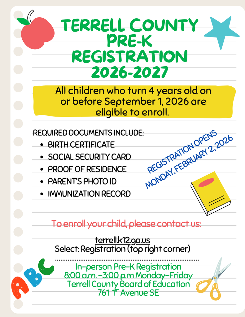 Terrell County Pre-K Registration 2026-2027