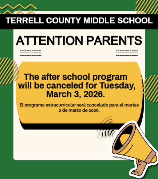 The after school program will be canceled Tuesday, March 3, 2026.  El programa extracurricular sera cancelado para el martes 2 de marzo de 2026.