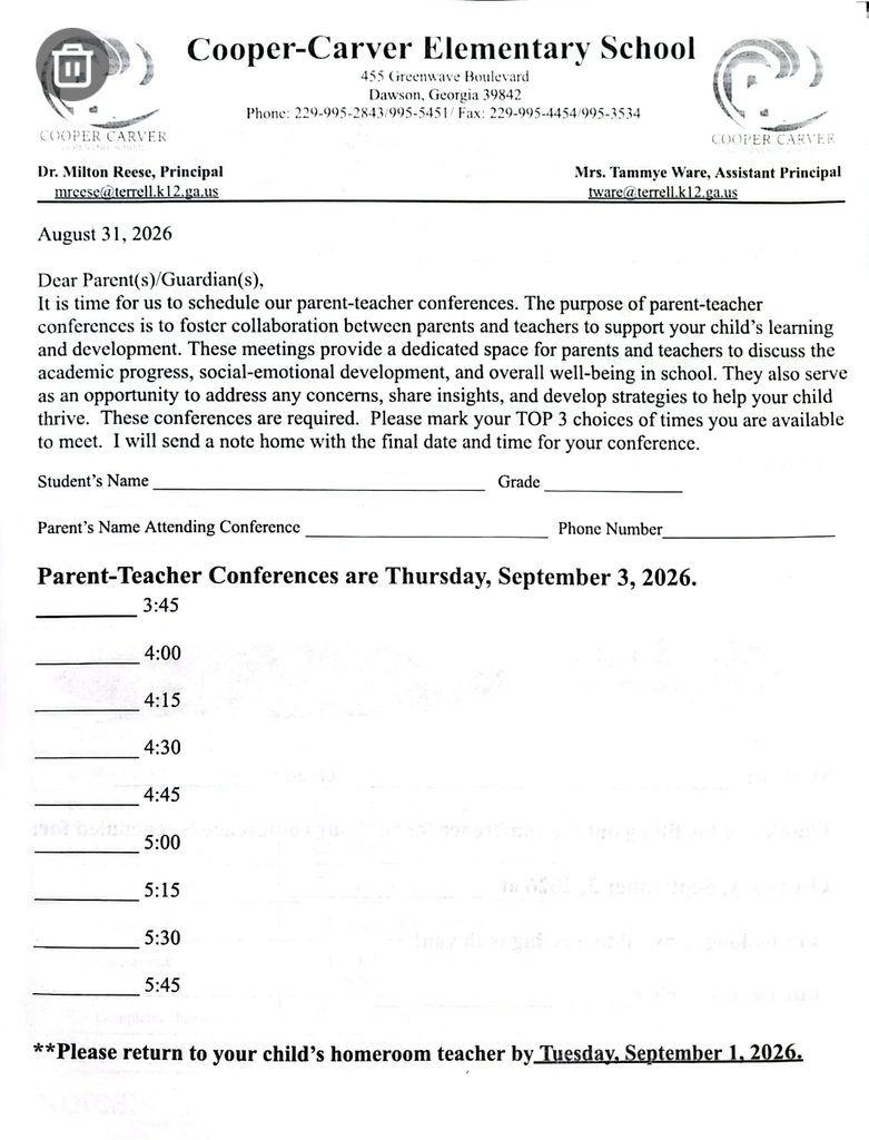 Parent/Teacher Conferences