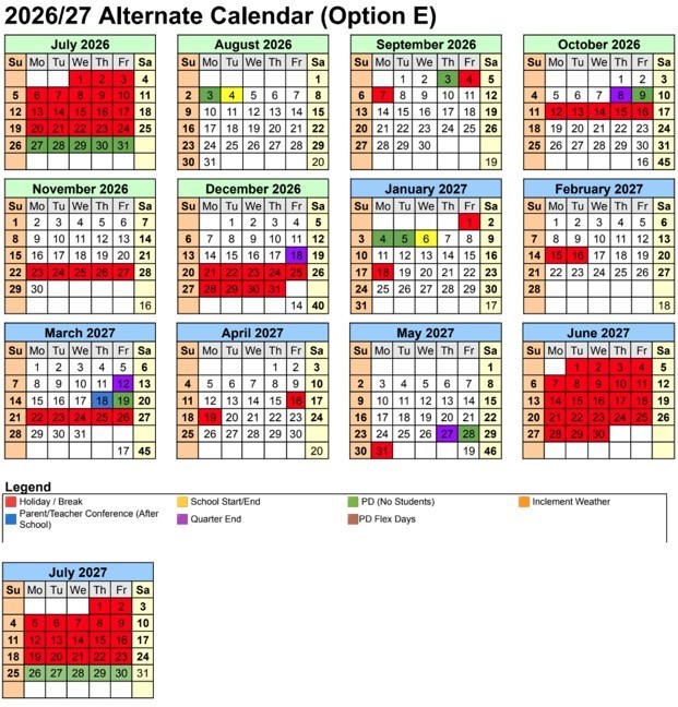 2026-2027 Alternate Calendar