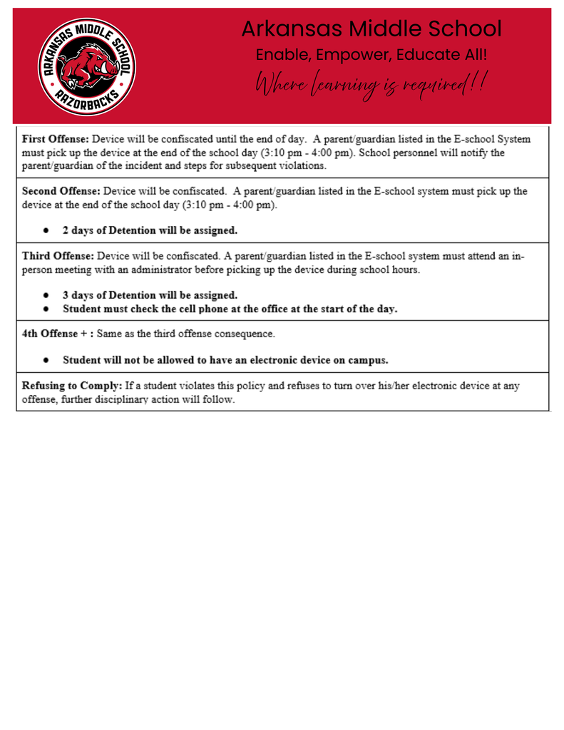 Page 3 of Arkansas Act 122 Parent Information