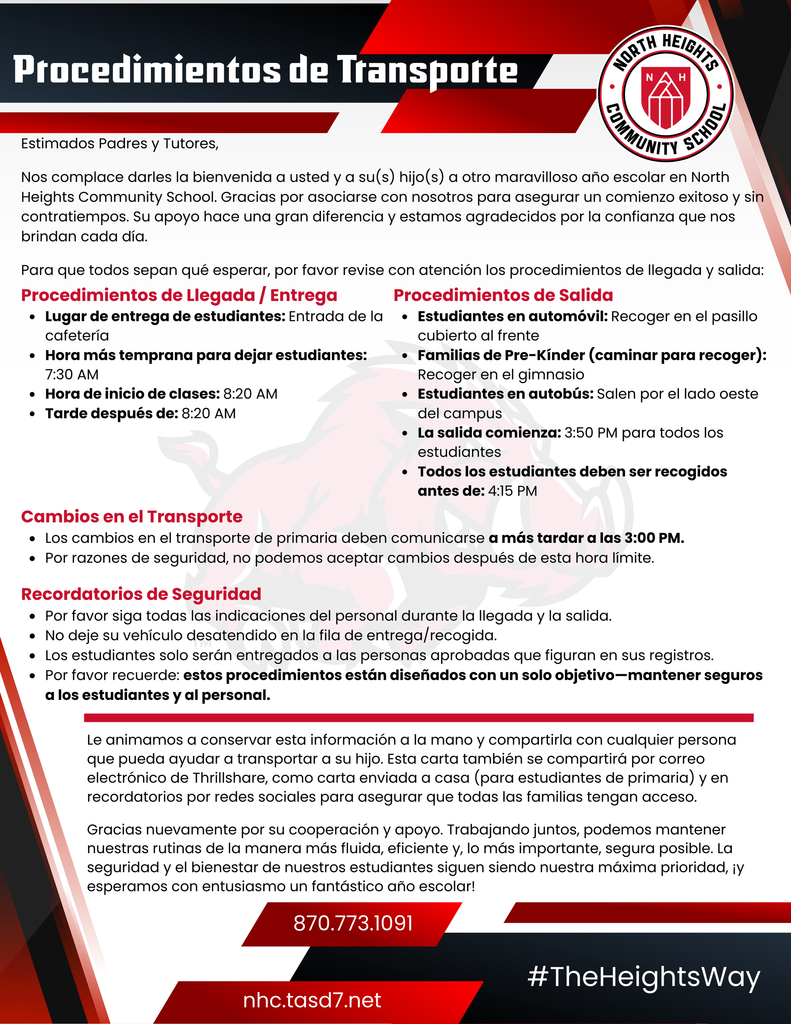 Transportation Procedures Spanish
