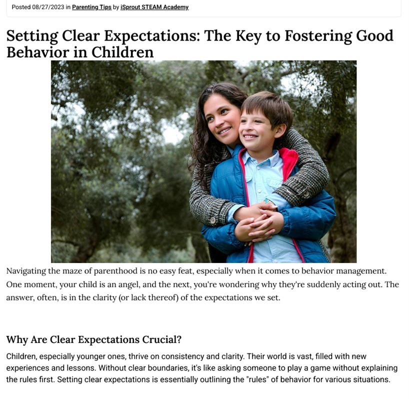 Article about setting clear expectations for children