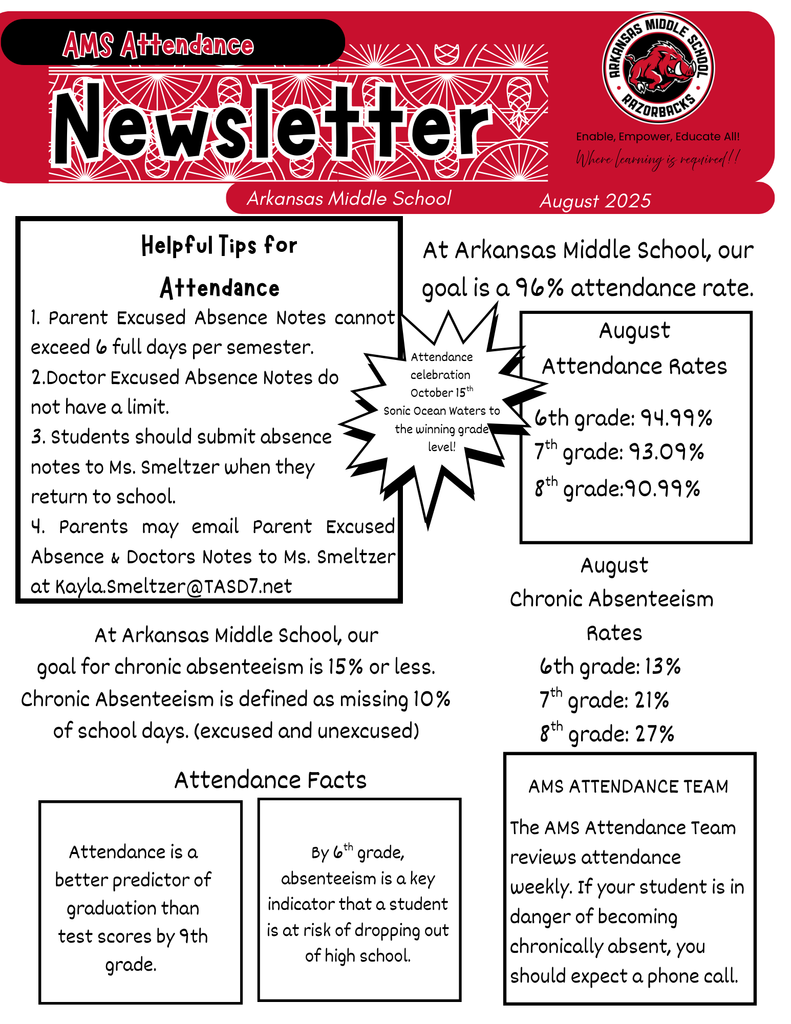 AMS August Attendance Newsletter