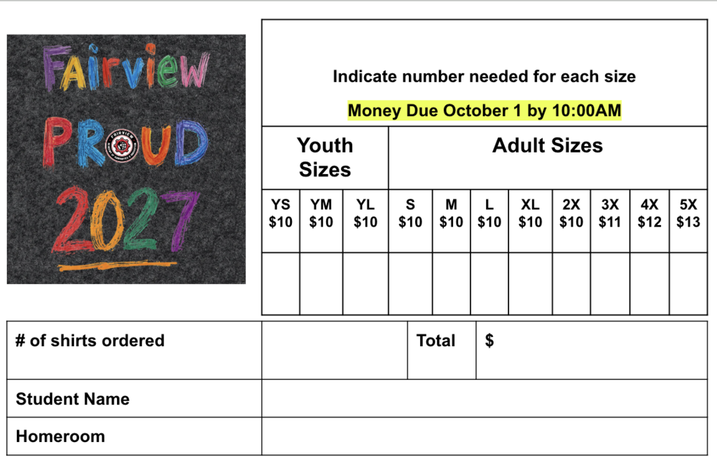 Fairview Proud Order Form