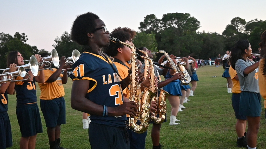The band plays during the Homecoming Pep Rally