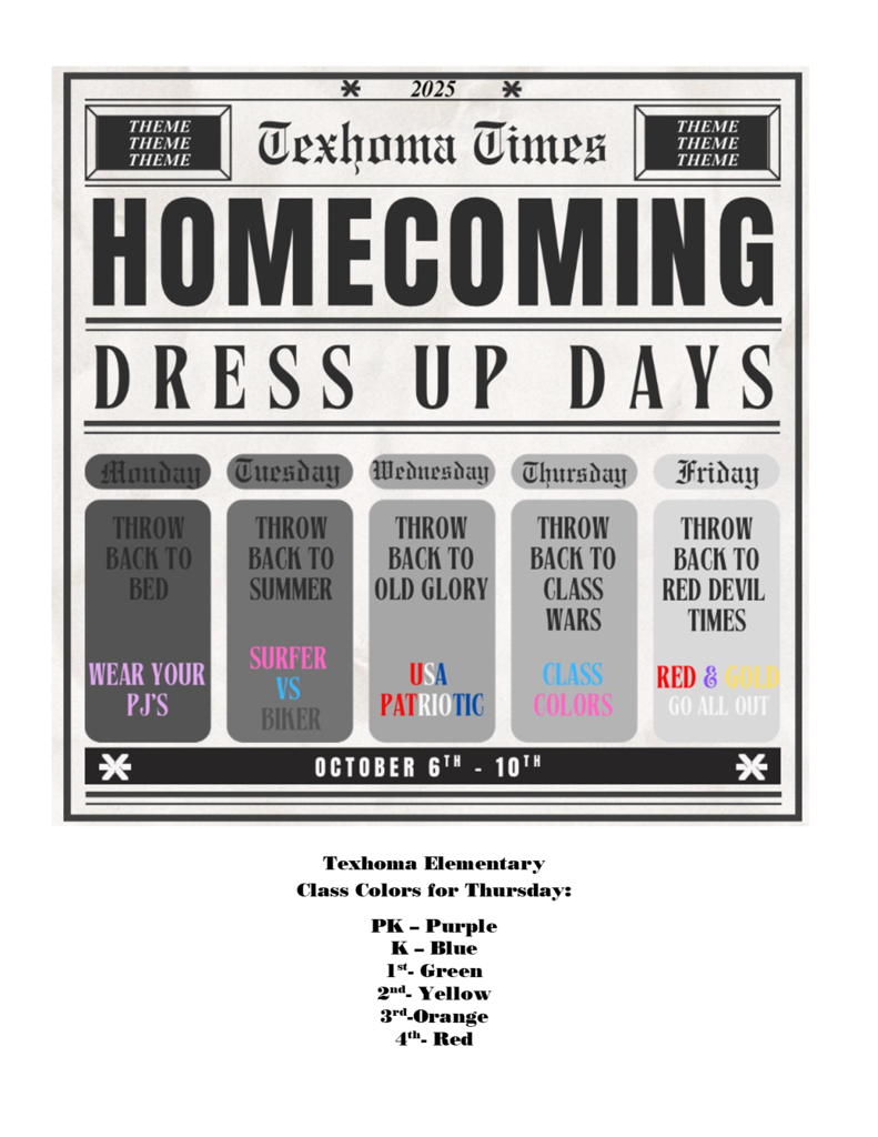 Homecoming Dress Up Days