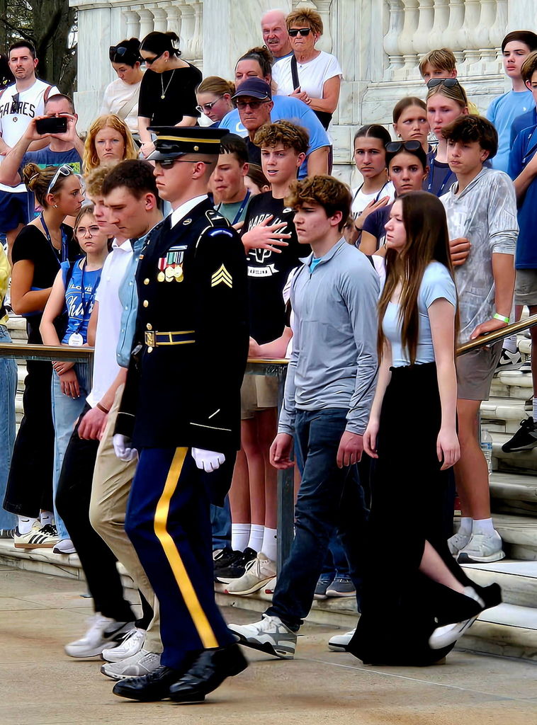 Pictures include: Wreath laying ceremony, meeting the lead from Aladdin on Boardway, and a group picture at the Capitol. 