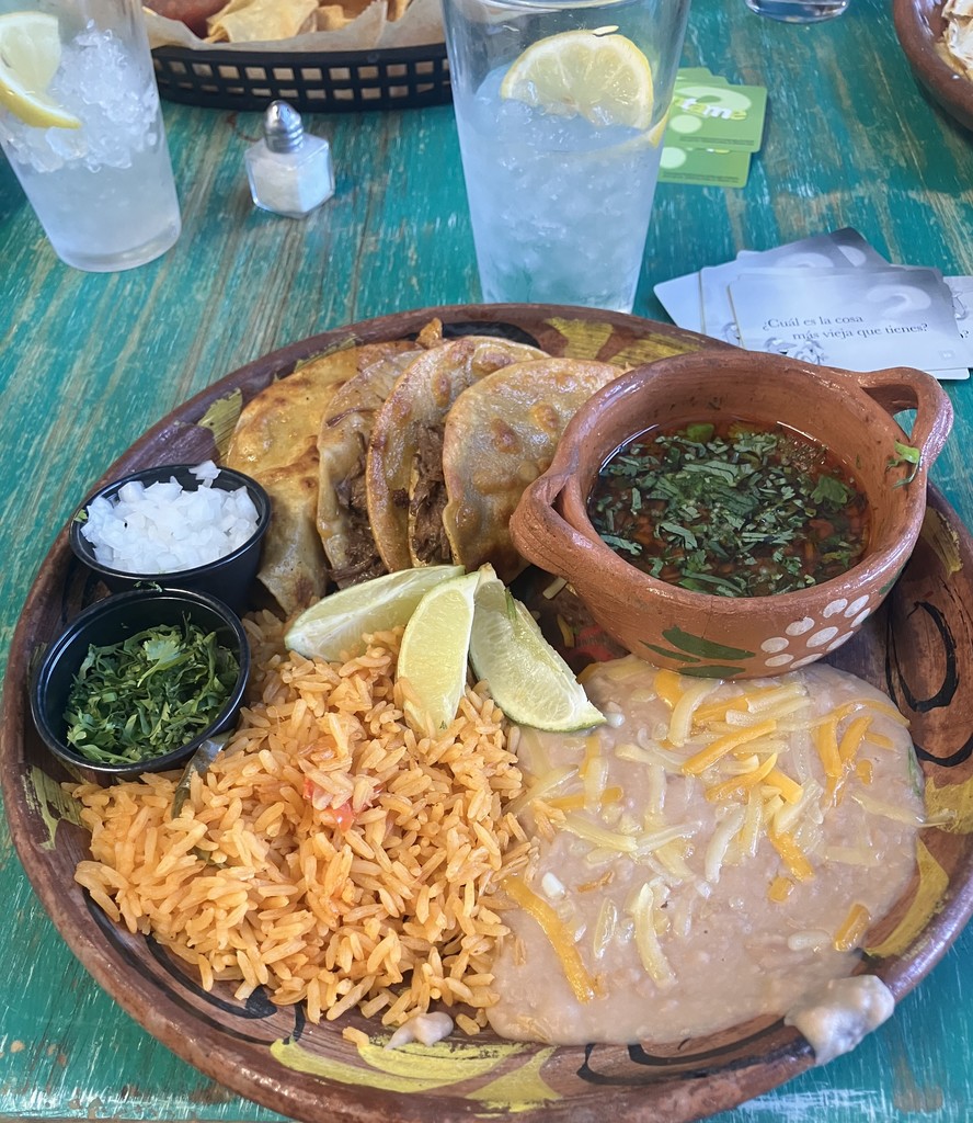 One of the meals ordered. Quesabirrias, an authentic Mexican dish.