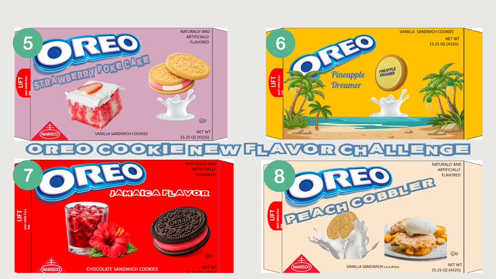 Oreo cookie package designs numbers 5 through 8