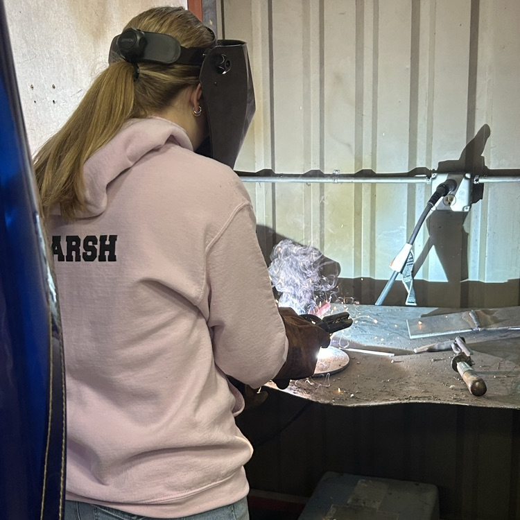 Leah is conquering the stick weld