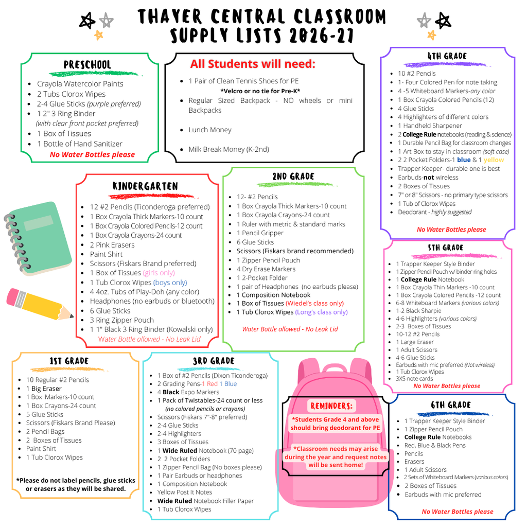school supply list