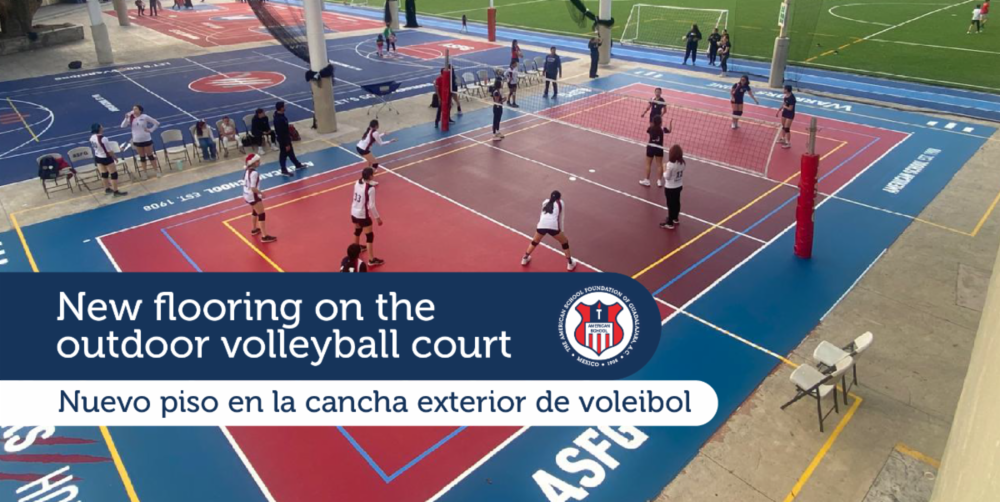 New flooring on the outdoor volleyball court