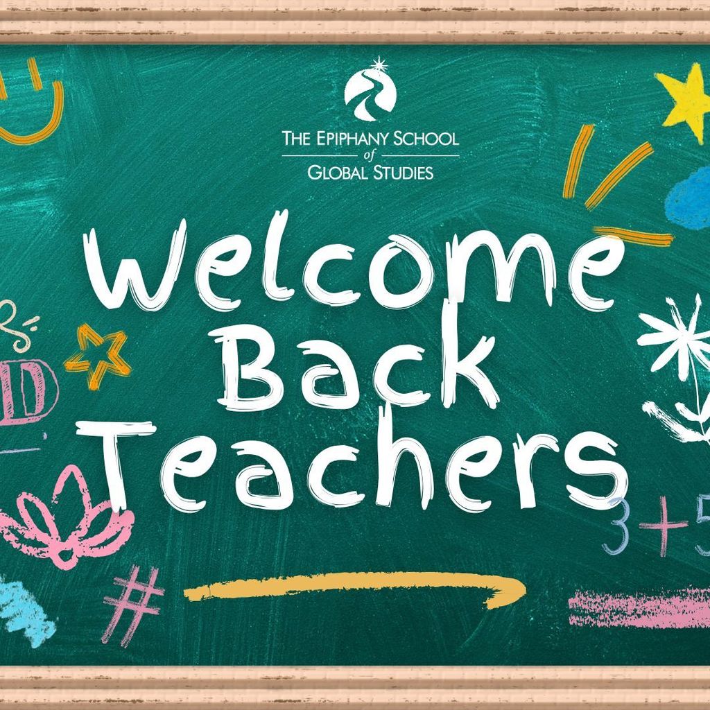 Chalkboard graphic reading "Welcome Back Teachers"