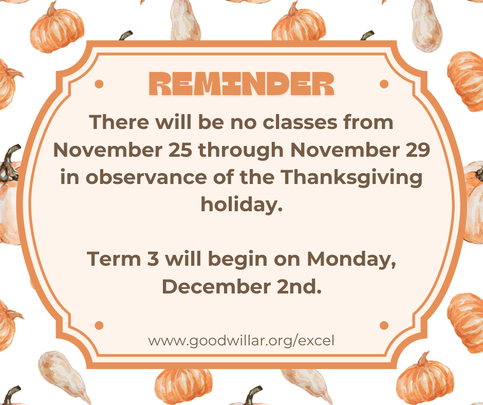 post announcing no school thanksgiving week