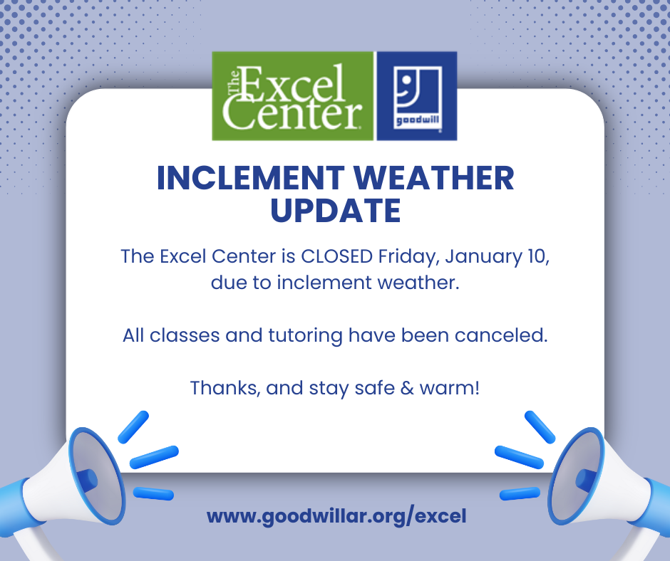 Announcement about school being closed Friday, January 10