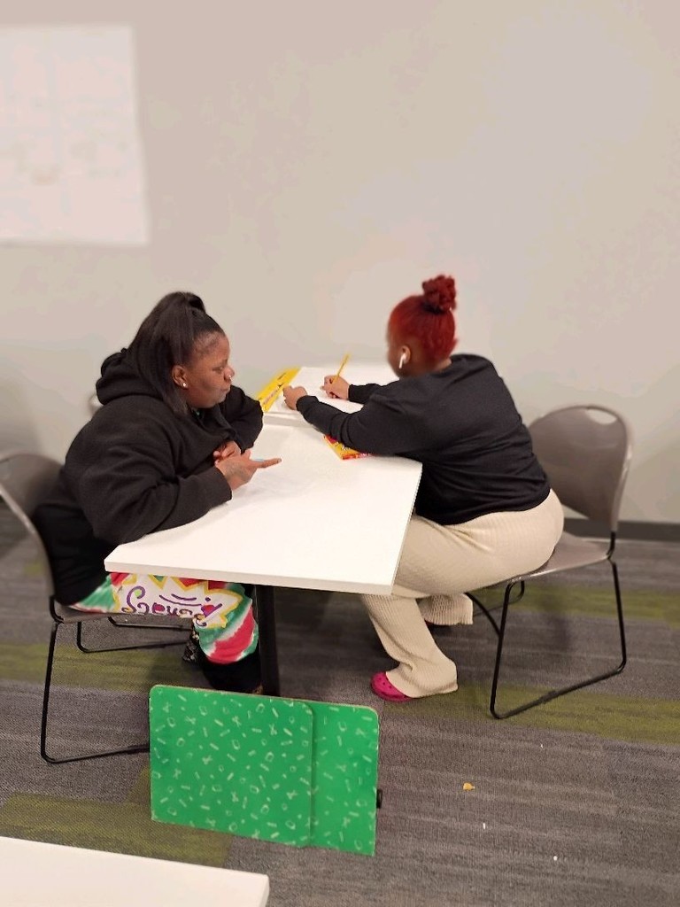 Photo of students in Ms. McMillion's Algebra 1 Class working on their final project