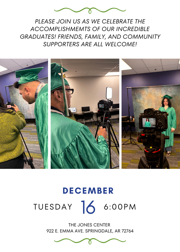 Image with invitation and seniors posing for photos