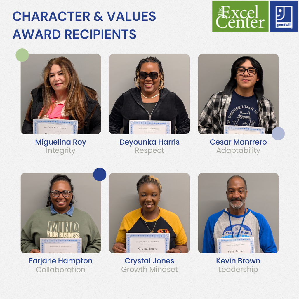 Photos of Character & Values Award Recipients