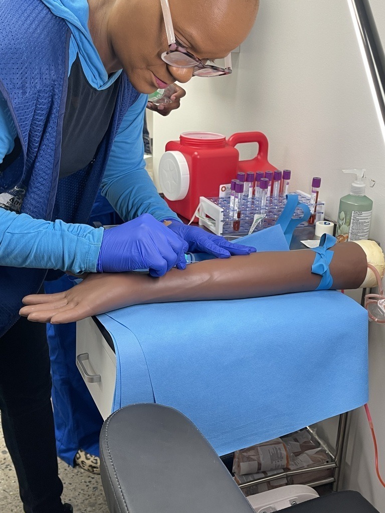 Blood draw simulation. 