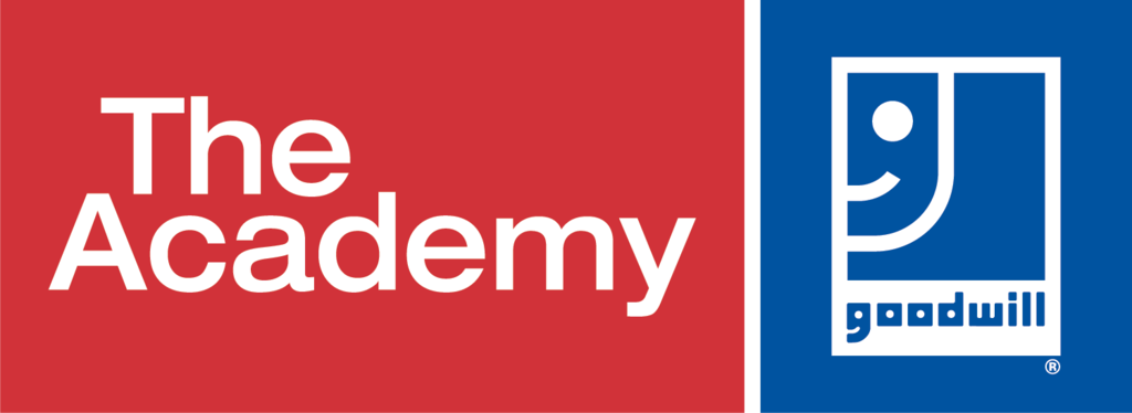 Goodwill Arkansas' Academy logo in red and white