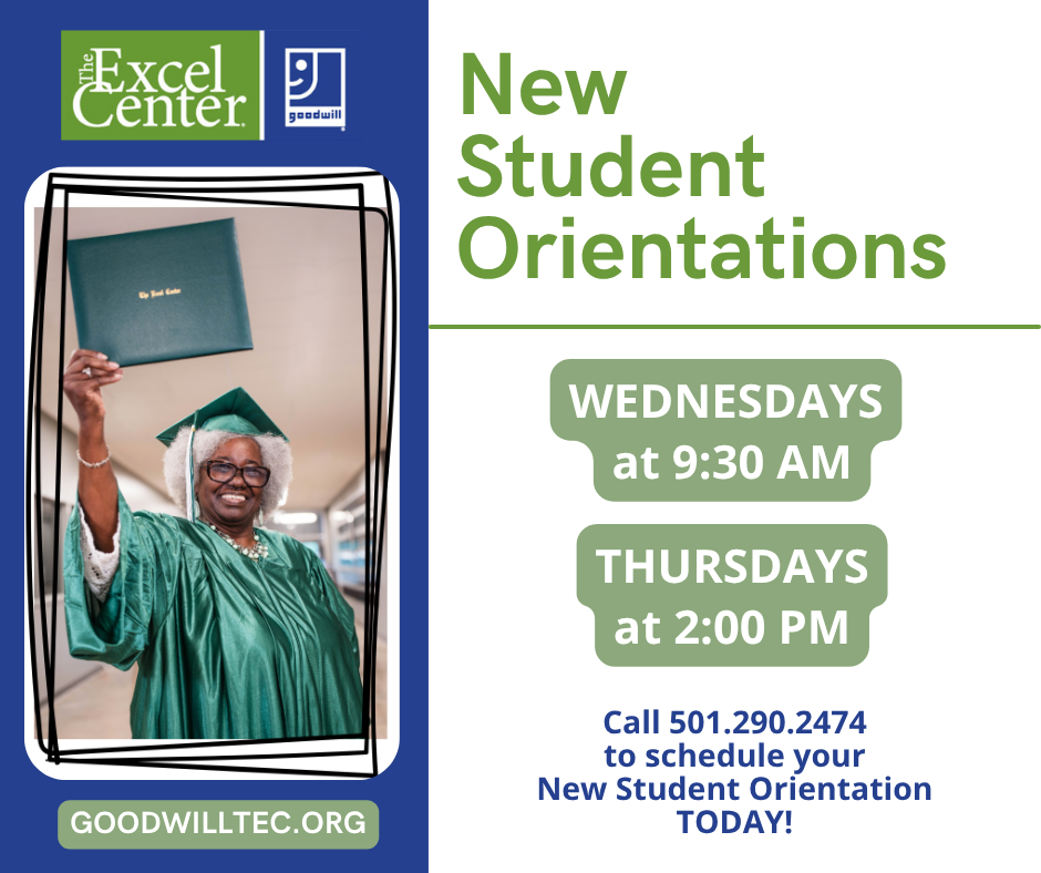 New Student Orientations are on Wednesdays at 9:30 am and Thursdays at 2 pm.