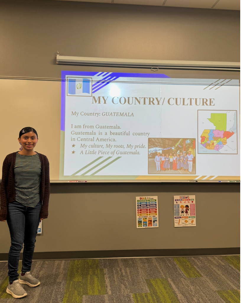 Student presenting about her home country and culture, Guatemala
