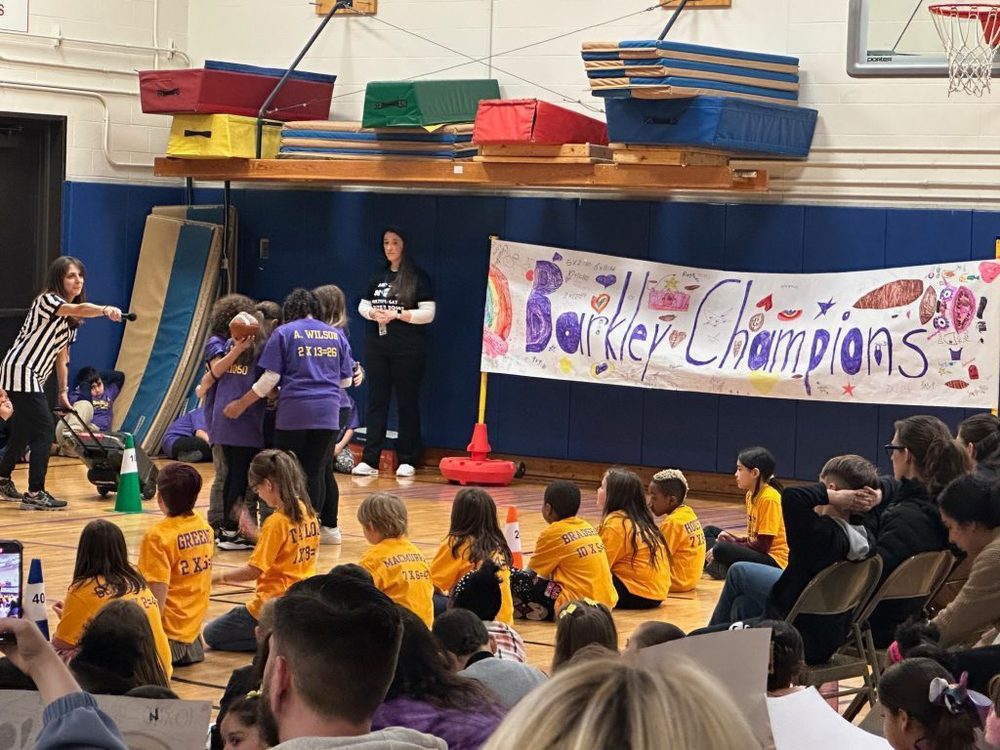 kids playing football in school