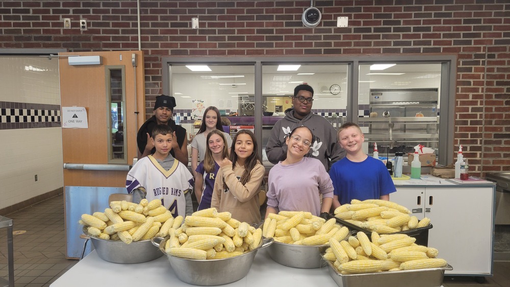 Lynch Middle School Students Corn Shucking  