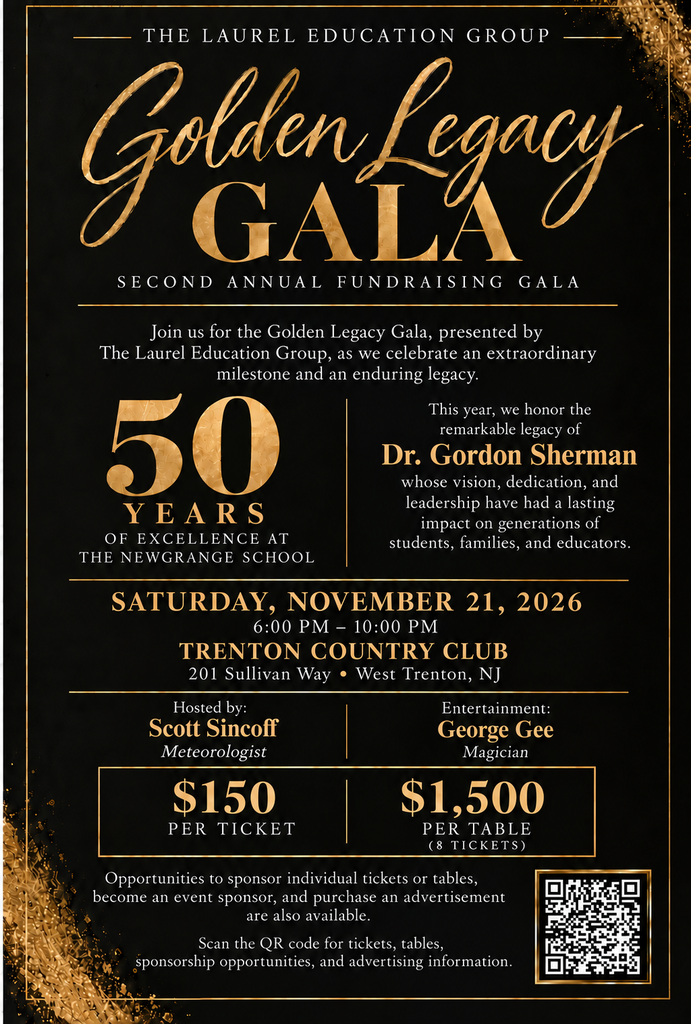 A black-and-gold background with text for a second annual fundraising gala. It includes details about the event, including date, time, location, and featured speakers.