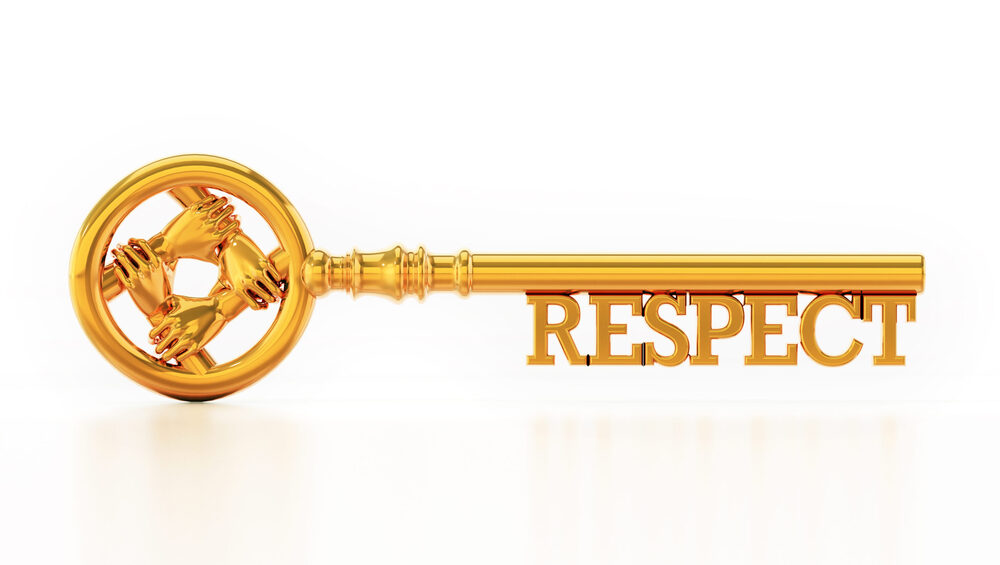 gold key with the word "Respect"