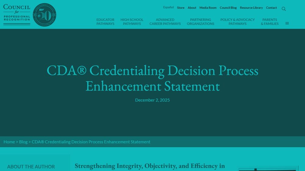 Update from CDA Council: CDA® Credentialing Decision Process Enhancement Statement