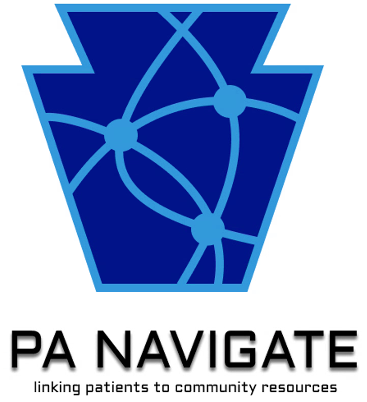 PA Navitage blue keystone logo. Linking patients to community resources