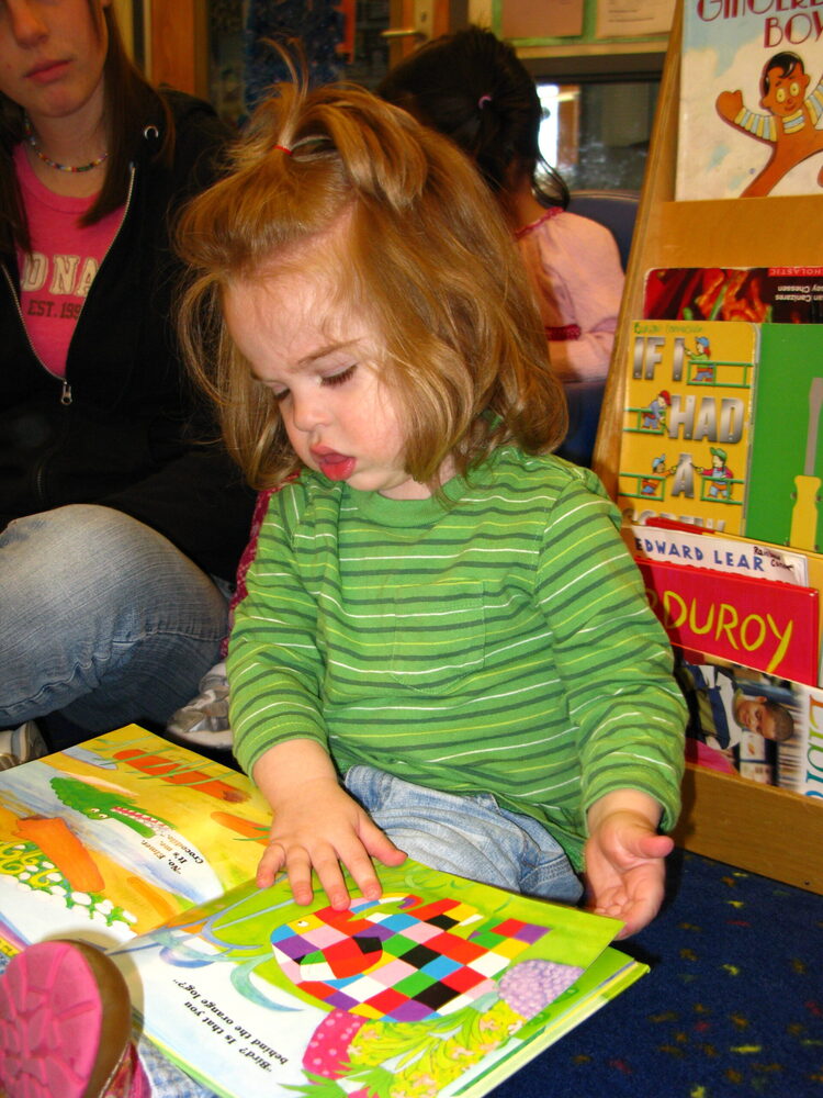 kid reading a children's book