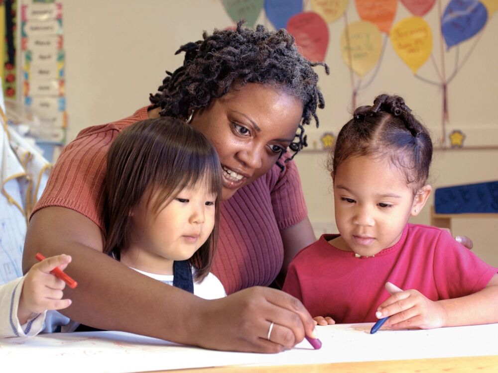 kids with teacher coloring