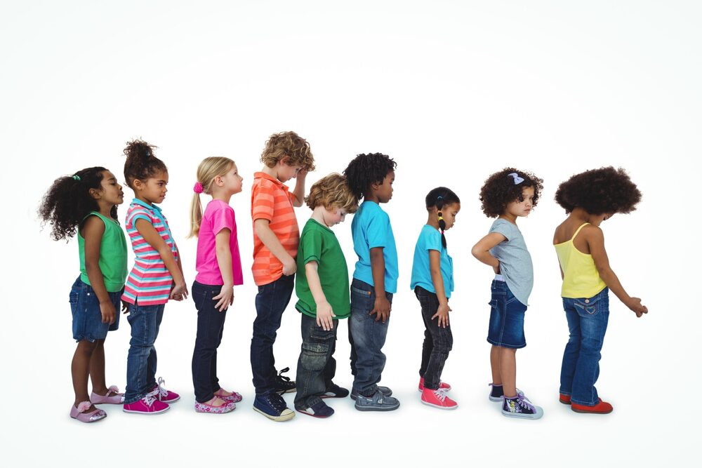 kids formed in line