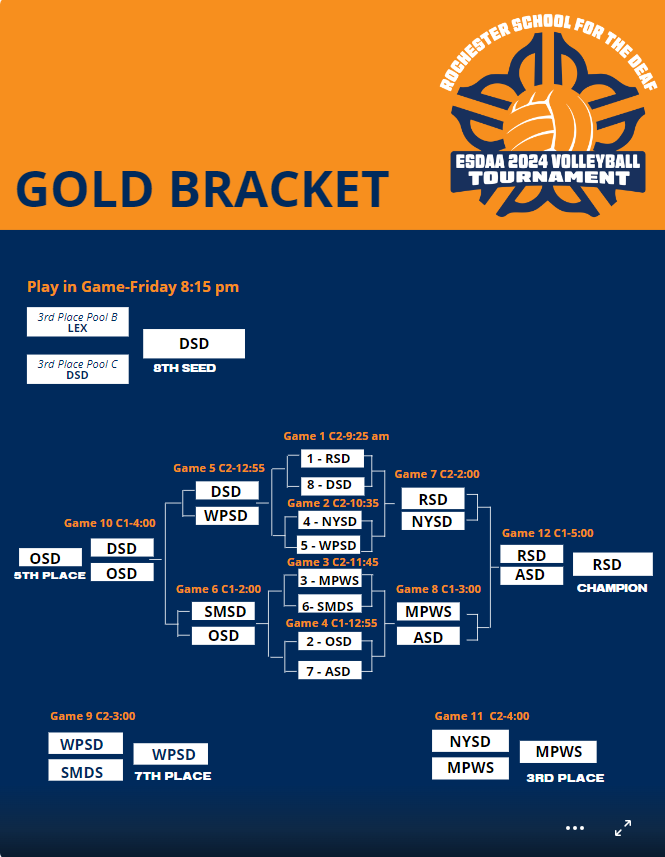 ESDAA Girls Volleyball tournament Gold Bracket end results.