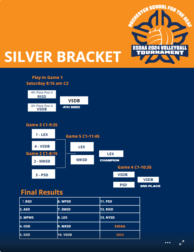 ESDAA Girls Volleyball Tournament Silver bracket end results.