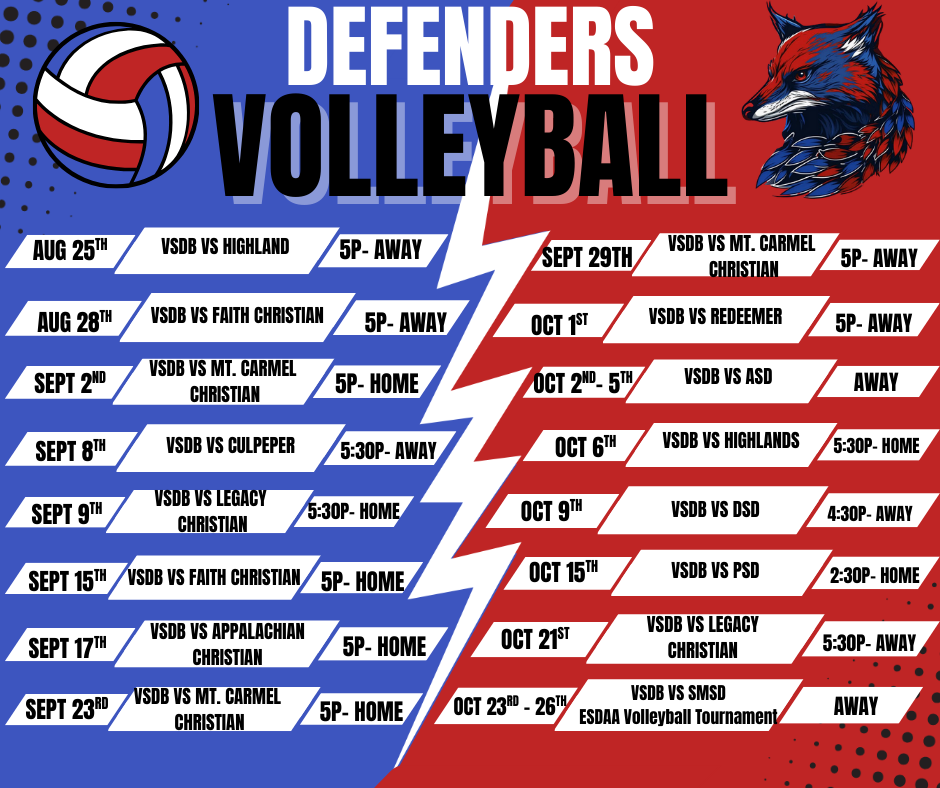 VSDB Girls Varsity Volleyball Schedule
