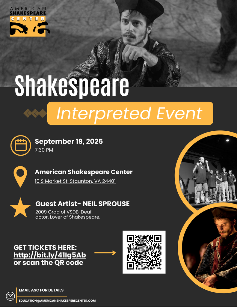 Upcoming Event Flyer for Shakespere Interpreted Event 