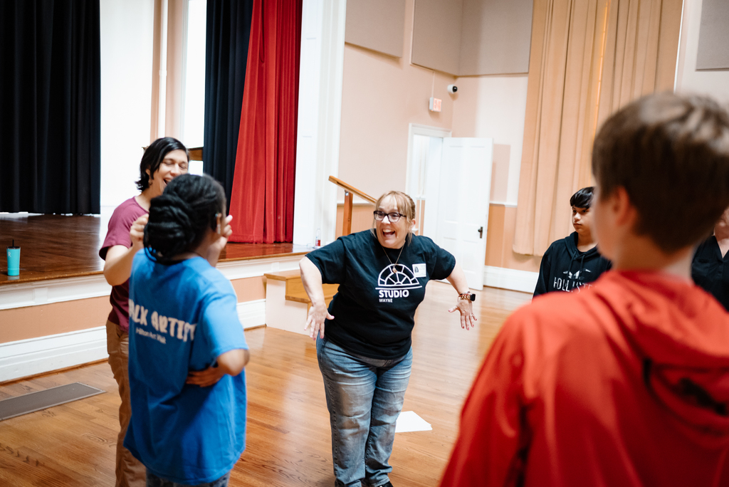 deaf department students practicing improv