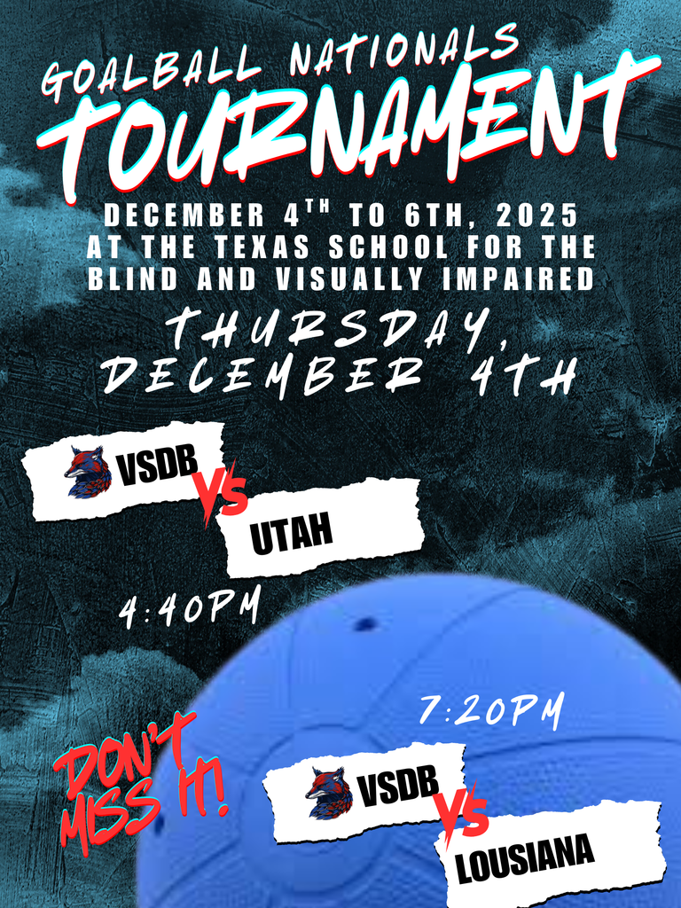 Goalball Nationals at Texas on December 4th to 6th.