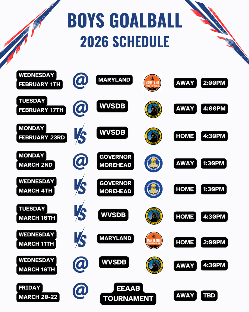 Goalball Schedule with dates and times