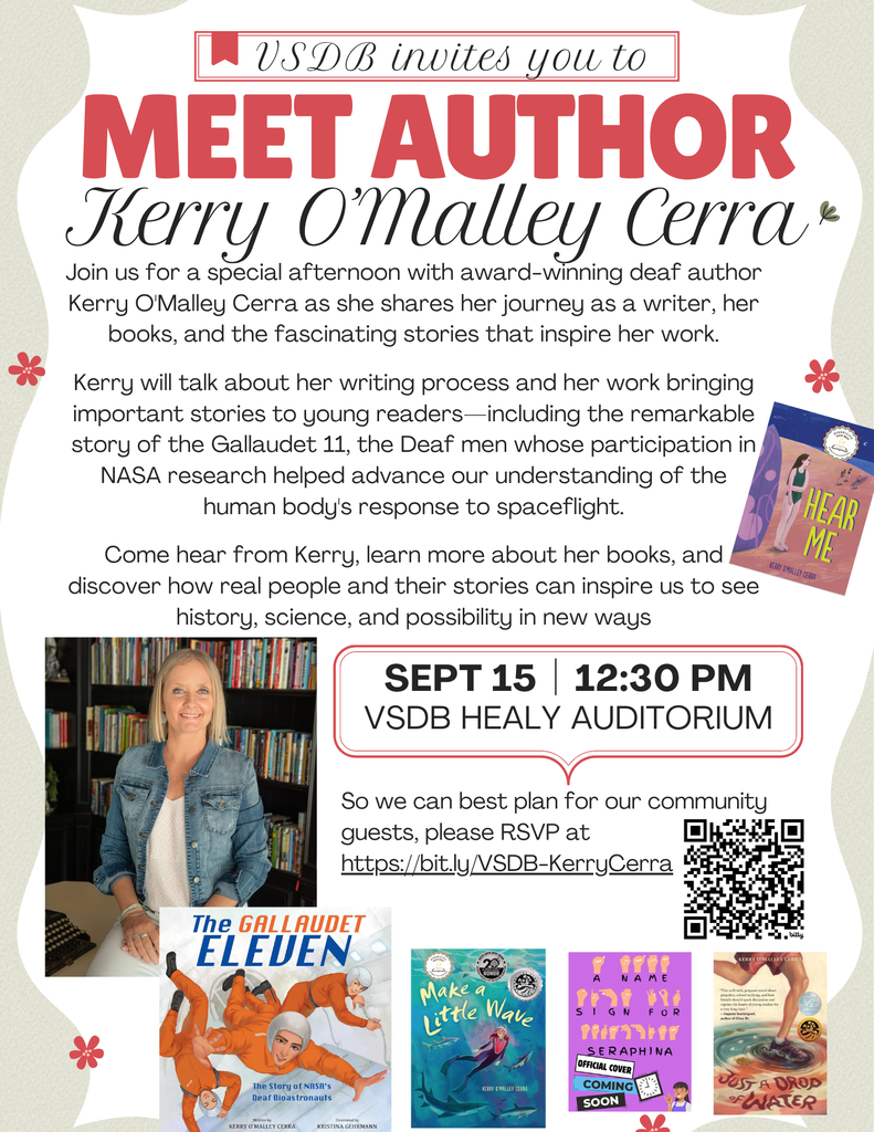 flyer with event information and photos of book covers for each of Kerry's books