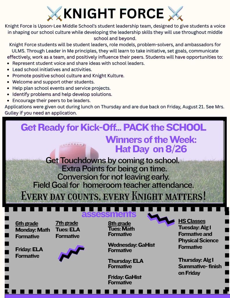What's Happening at ULMS Week of August 17