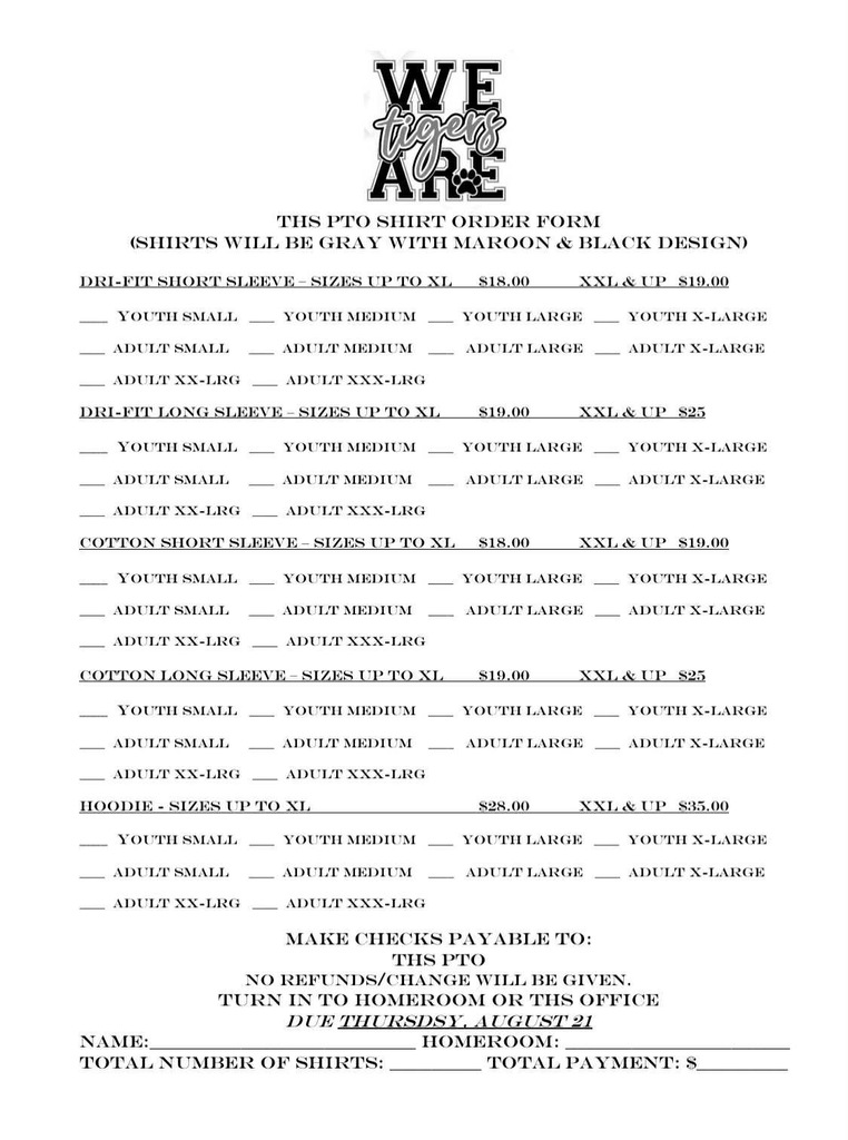 The THS PTO will have a table at both Orientation sessions on Tuesday, July 29 in the school gym. They will have membership forms, Adopt-A-teacher forms, and shirt order forms. Please stop by to show your support.